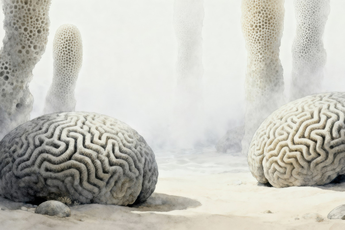 Ethereal Brain Coral Wallpaper, a Decorative Illustration by Virgo Studio