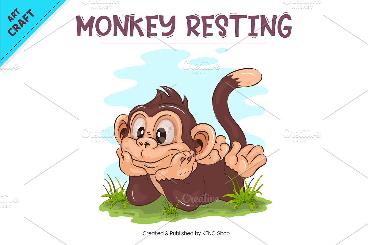 Big Bundle of Cartoon Monkeys 04., an Animal Illustration by KENO Mascots (Photo 7 of 7)