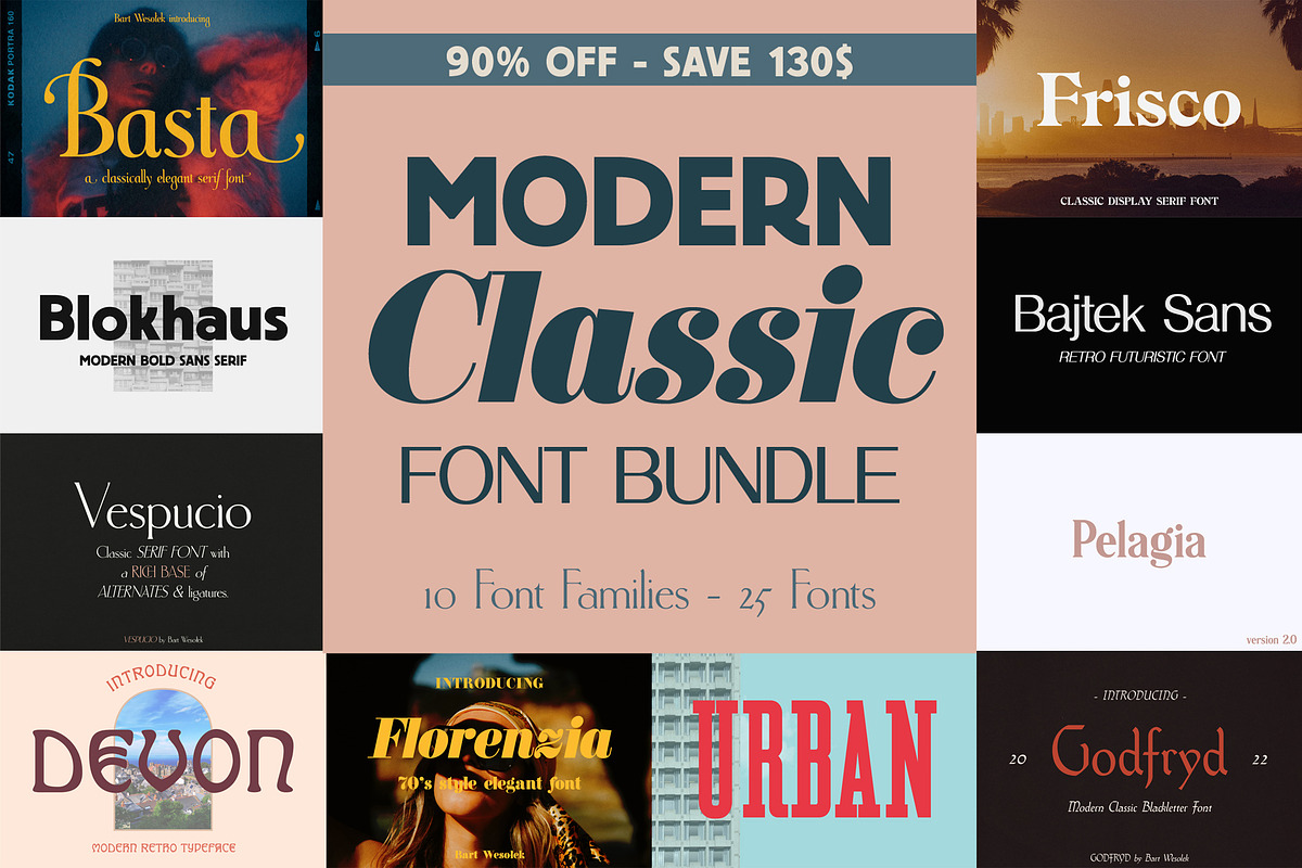 Modern Classic Font Bundle - 90% OFF, a Sans Serif Font by Bart Wesolek (Photo 1 of 18)
