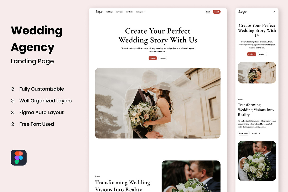 Wedding Agency Landing Page Template, a Templates & Theme by RPWDS (Photo 1 of 3)