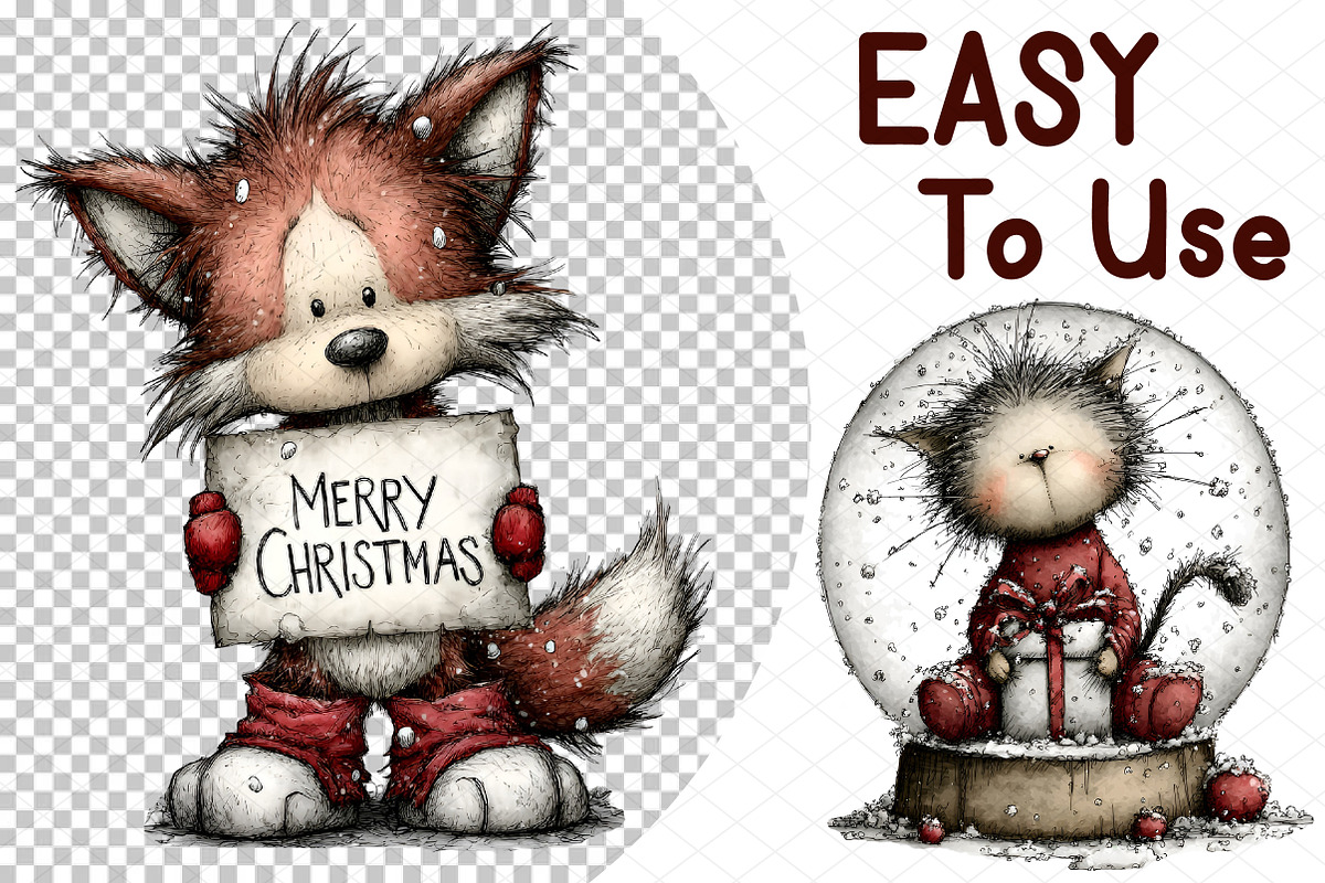 Festive Cute Animals Christmas PNG, an Illustration by cherrydesign (Photo 4 of 4)