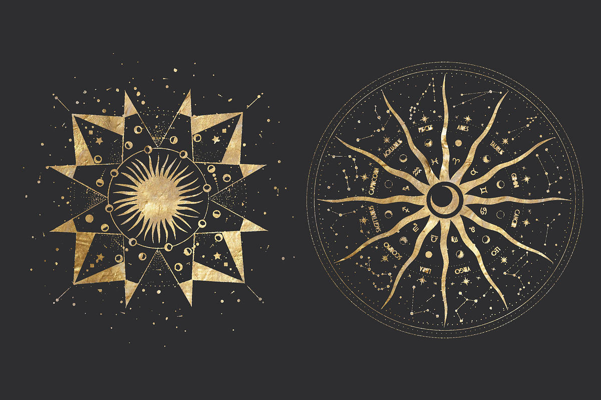 Golden kaleidoscope. Vector graphics, a Decorative Illustration by Chikovnaya (Photo 10 of 14)