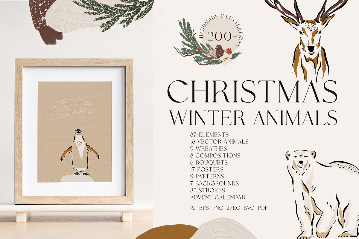 Christmas. Winter animals collection, a Seasonal Illustration by Alisovna (Photo 1 of 14)