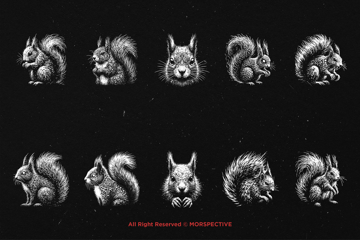 10 Bundle Dark Art Squirrel Animal, an Illustration by Morspective (Photo 6 of 7)