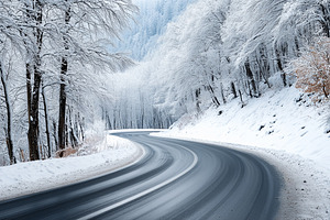 Winding road surrounded by snow, a Nature Photo by MistyDay