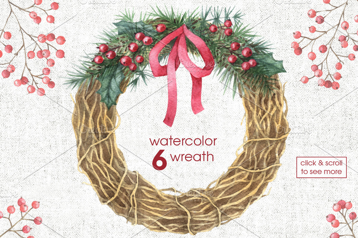Watercolor Christmas cliparts, a Decorative Illustration by Anastasia Koba (Photo 4 of 12)