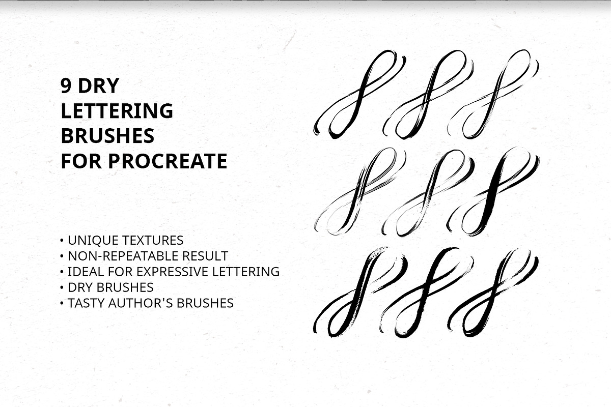 Dry Lettering Brushes. Procreate, a Brush Add-On by Diacritics (Photo 2 of 9)