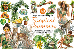 Tropical Summer Clipart, an Illustration by DreamArtGraphic