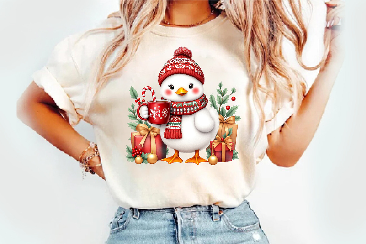Christmas Goose PNG,Cute Santa Goose, an Illustration by Watercolor design (Photo 3 of 3)