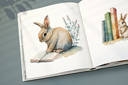 Bunny and Books. Watercolor rabbit, an Animal Illustration by AlineArtStore (Thumbnail 9 of 15)