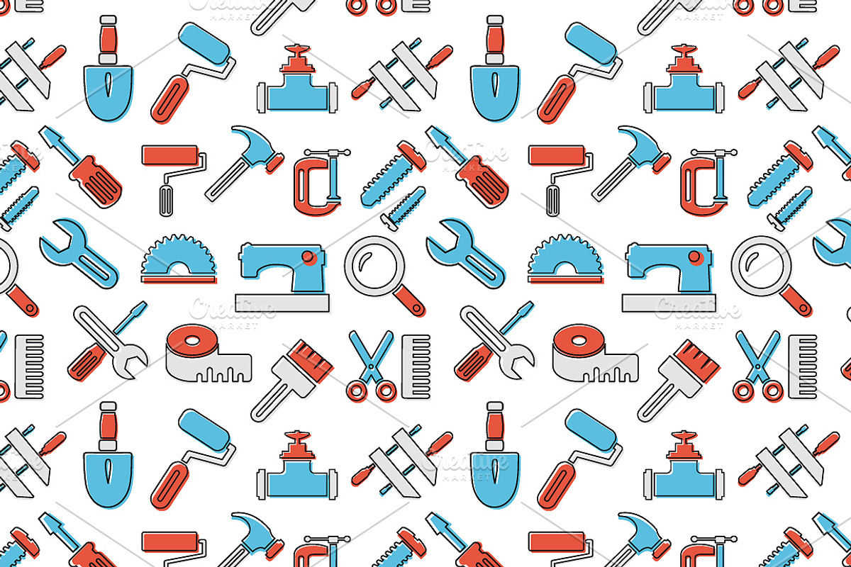 Seamless tools pattern, a Background Graphic by AlexZeL (Photo 2 of 3)