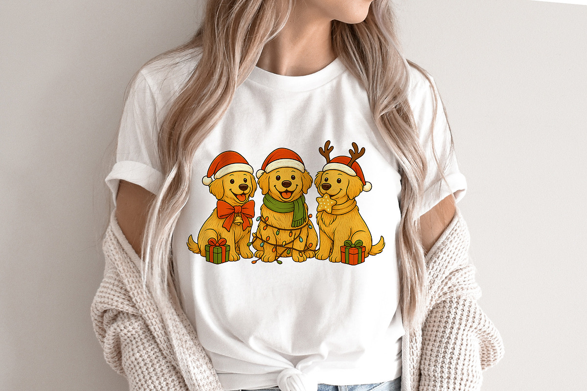 Christmas Golden Retriever Dogs PNG, an Illustration by kaisorn (Photo 4 of 5)