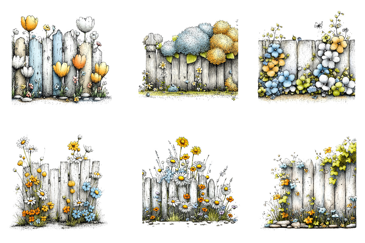 Spring Flower Fence Sublimation Clip, an Illustration by CreationArt (Photo 5 of 7)