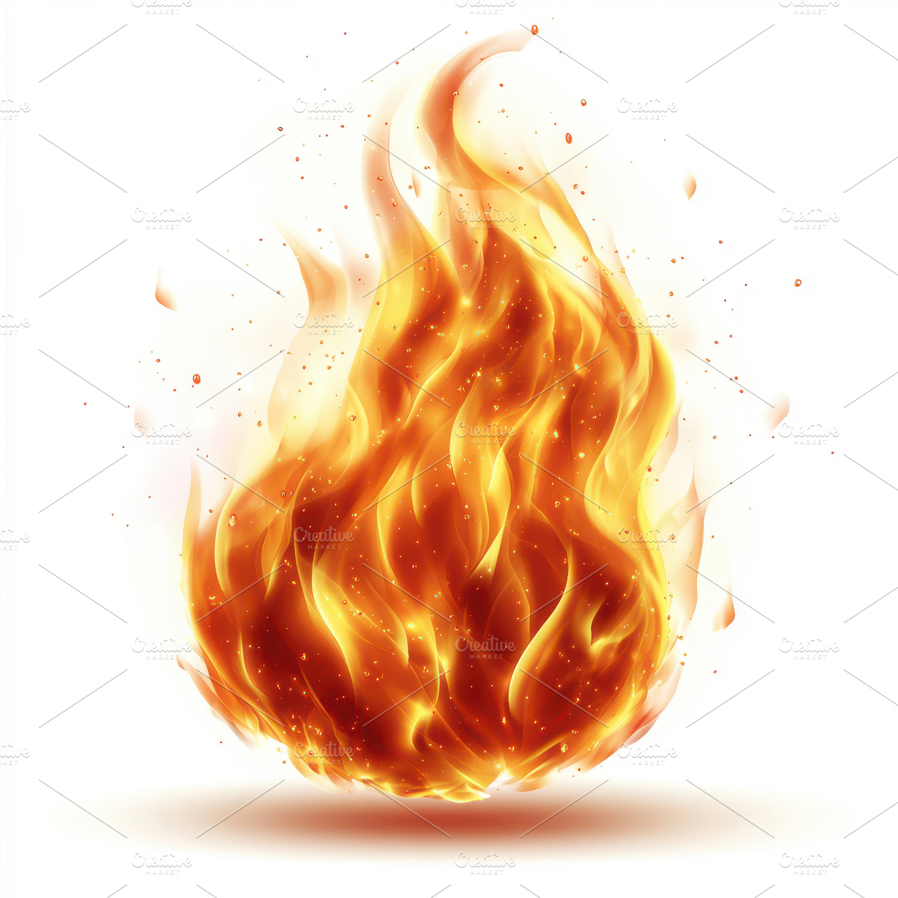 Fiery orange flames burning bright i, an Abstract Photo by Pixeness Studio