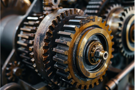 Industrial gears working together in, an Industrial Photo by Ylivdesign