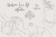 Newborn Line Art Clipart, a Person Illustration by natalisart (Thumbnail 1 of 10)