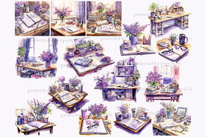 Planner Girl Clipart Bundle Lilac