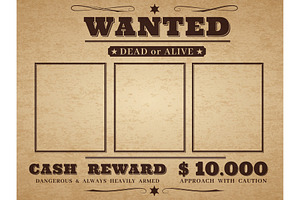 Wanted Cowboy Poster. Paper Vintage