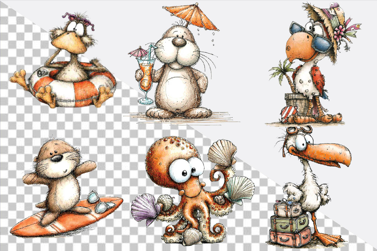 Beach Farm Animals PNG Clipart Set B, an Illustration by SVGArt (Photo 2 of 9)
