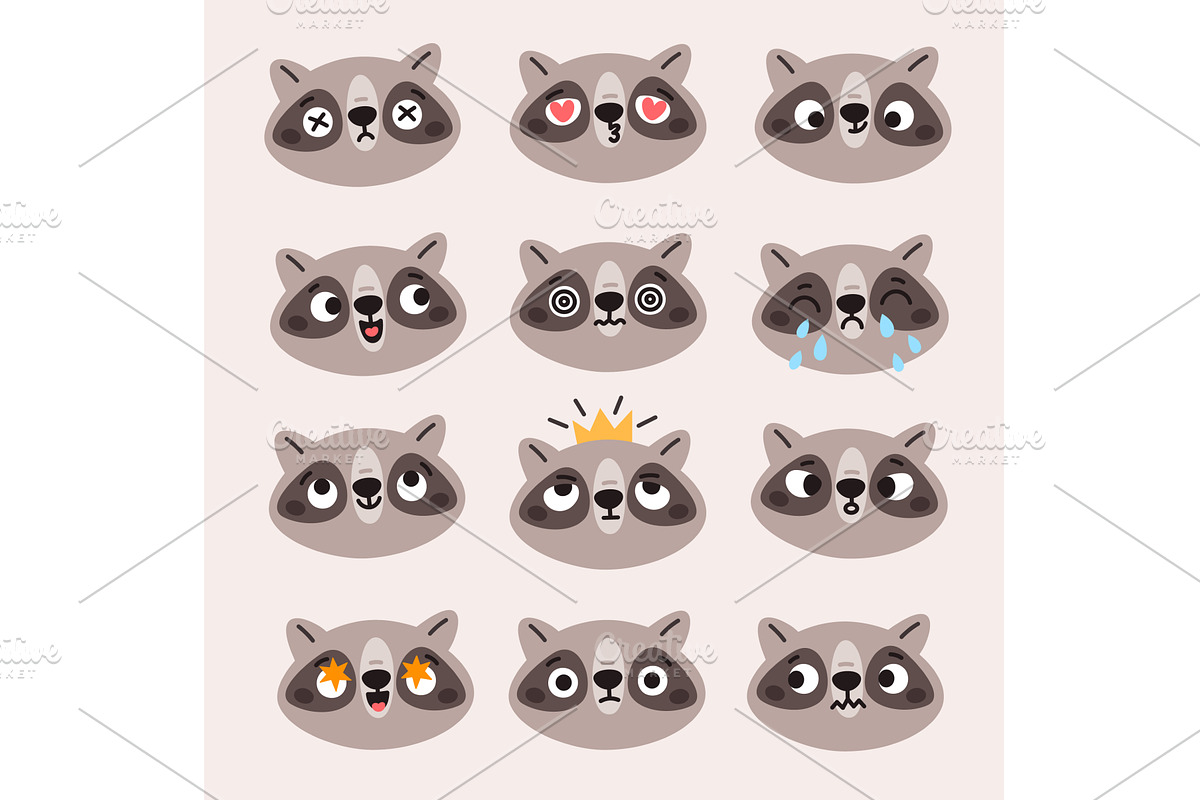 Cute kawaii racoon. Little funny, an Animal Illustration by YummyBuum