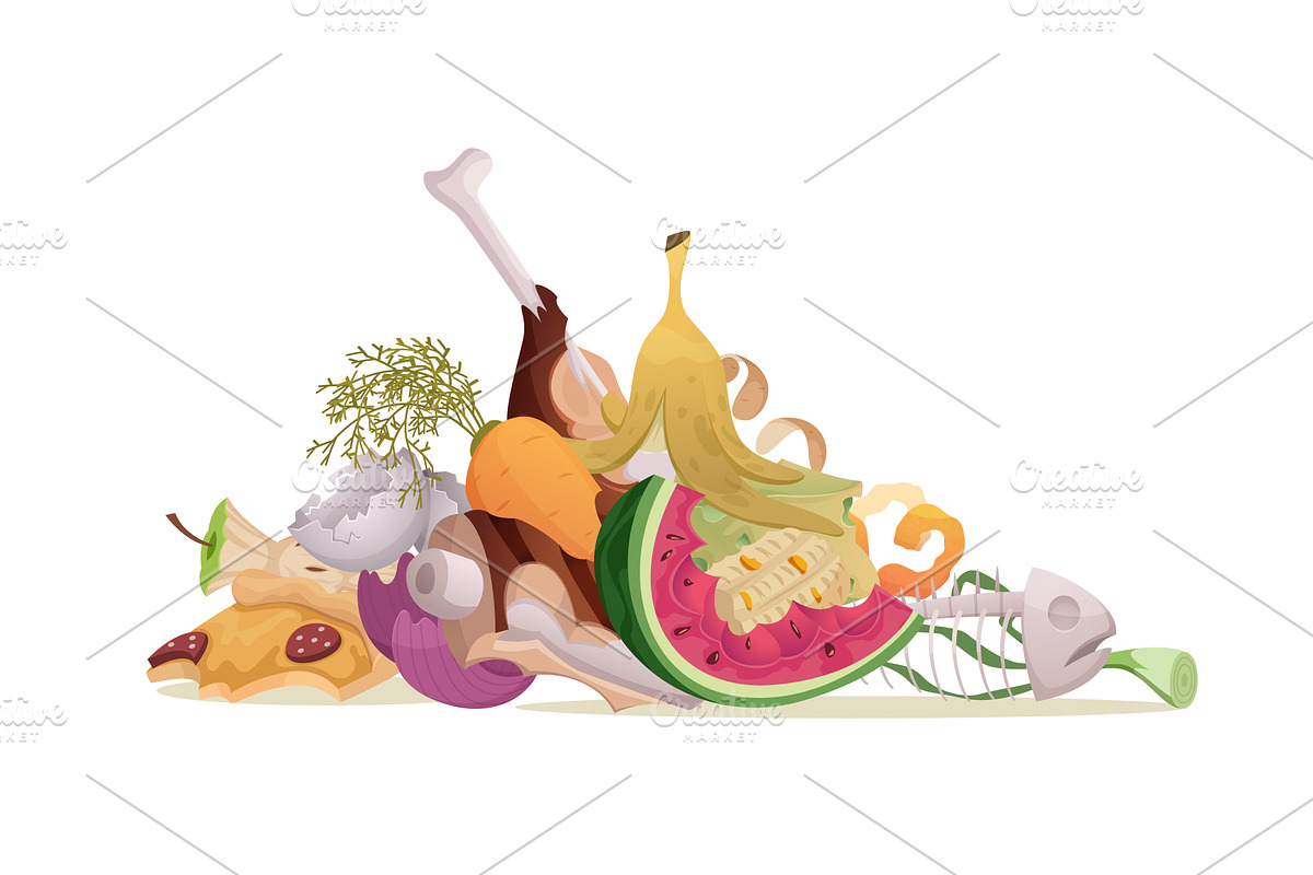 Mountain of garbage. food waste for, a Food Illustration by Onyx