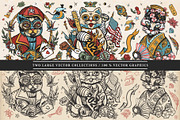Cats old school tattoo, a Background Graphic by intueri (Thumbnail 2 of 8)