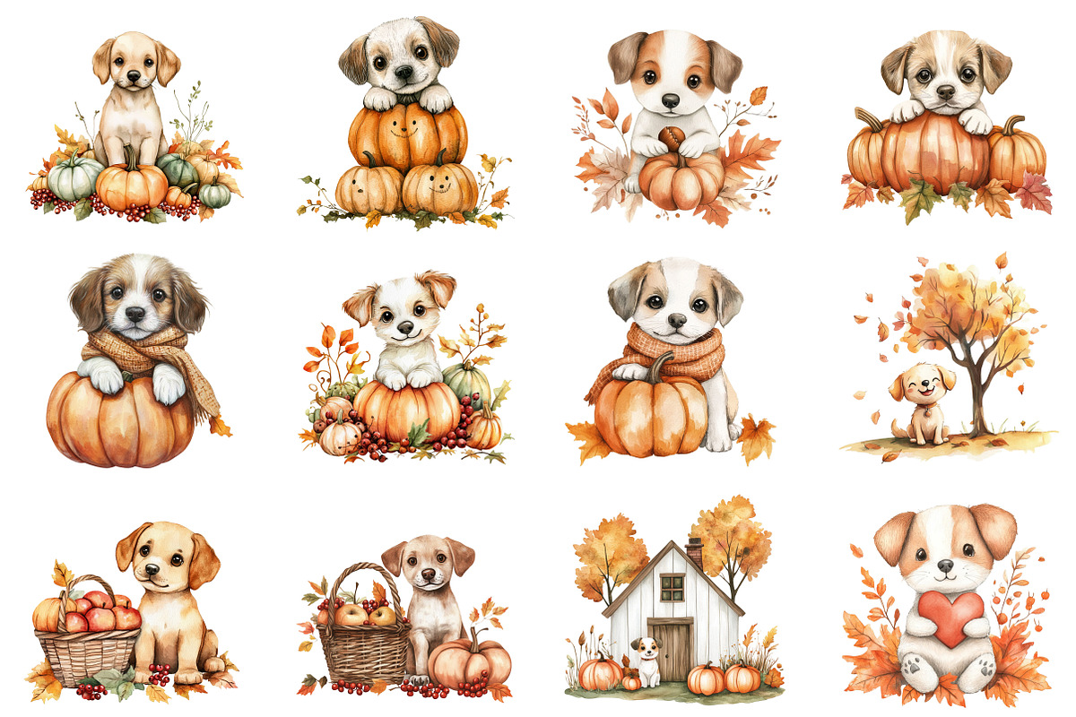 Cute Autumn Dog Sublimation Clipart, an Illustration by CitraGraphics (Photo 5 of 7)