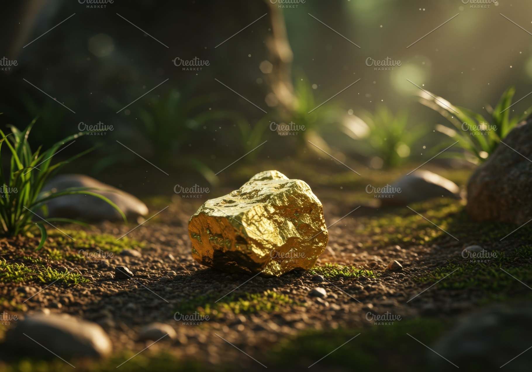Single gold nugget lying on soil, a Nature Photo by professorinc