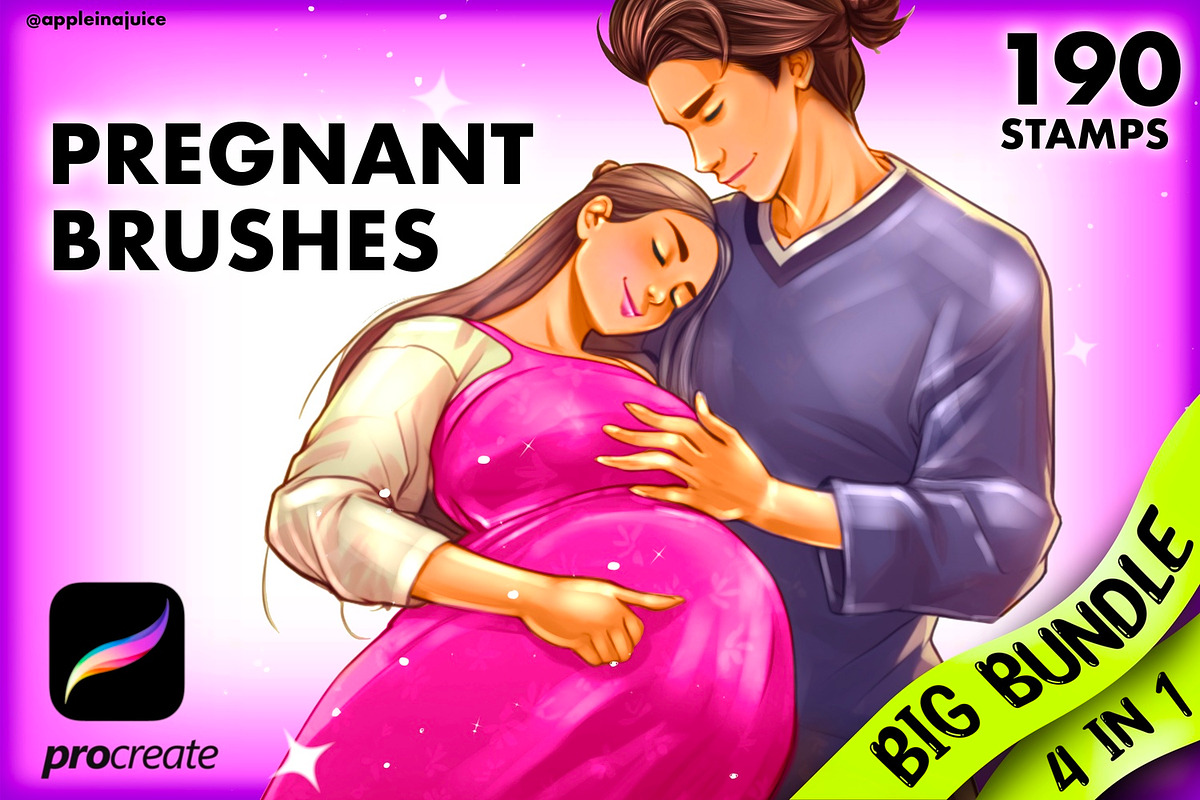 Procreate Pregnant family baby brush, a Brush Add-On by AppleinaJuice (Photo 1 of 11)