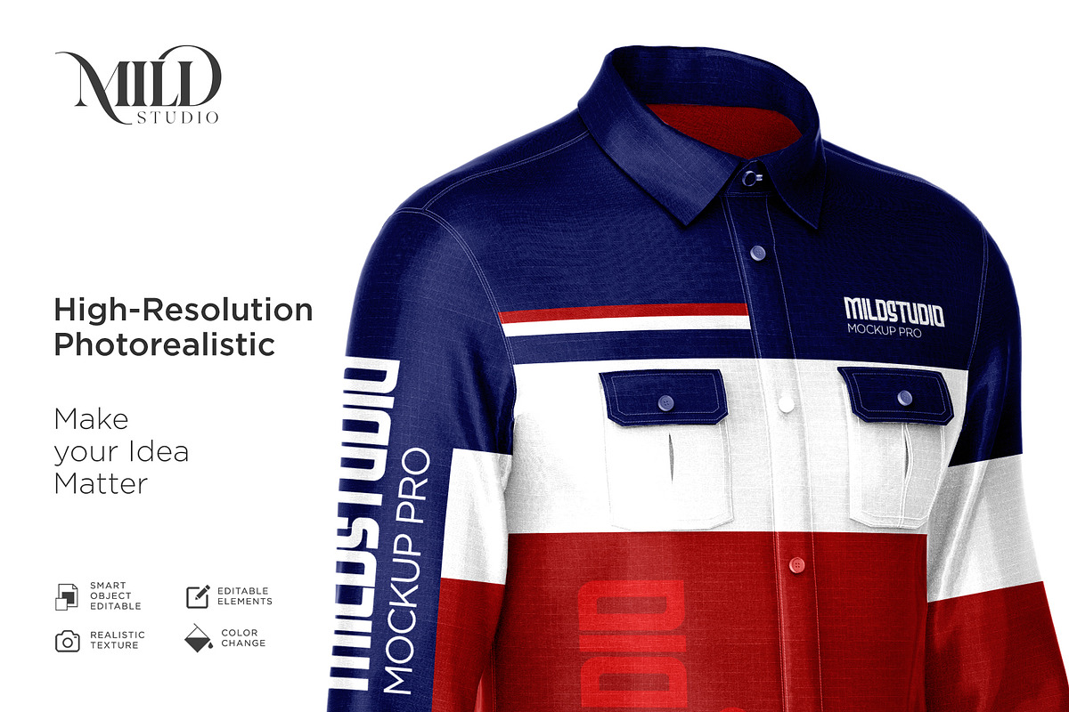 Men's workwear shirt set mockup, a Books & Magazine Mockup by Mildstudio (Photo 7 of 8)