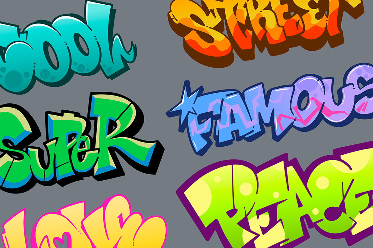 Graffiti Style Text Stickers Set, an Object Graphic by Gumico Studio. (Photo 3 of 3)