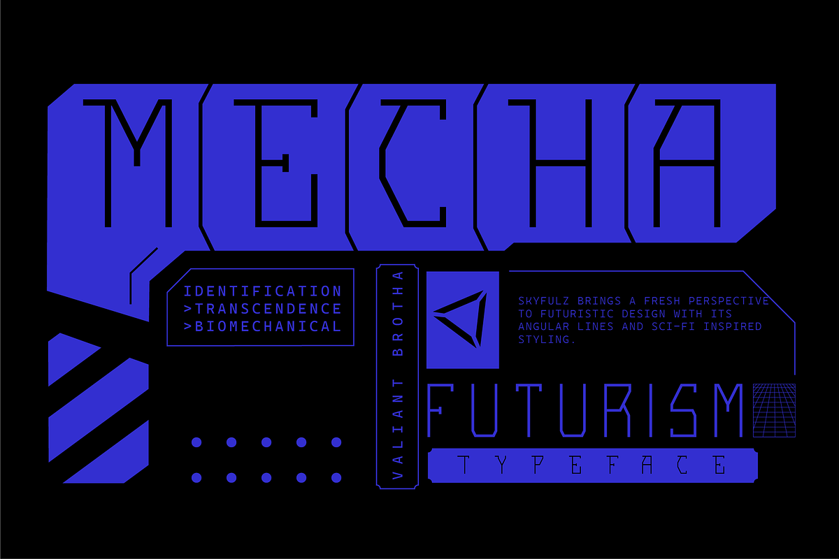 VB Skyfulz - Futuristic Display Font, a Serif Font by VALIANTBROTHA (Photo 6 of 11)