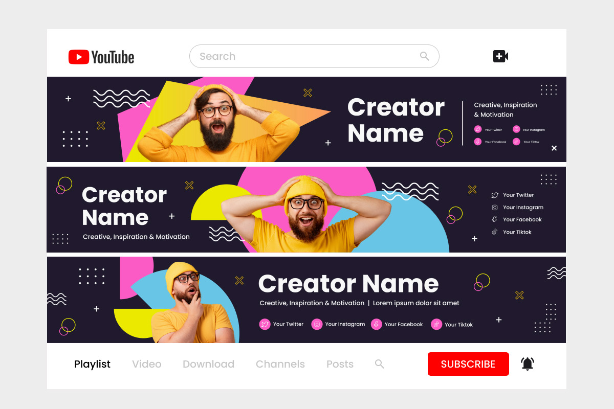 YouTube Banner Template V1, a Social Media Template by twinstd (Photo 2 of 2)