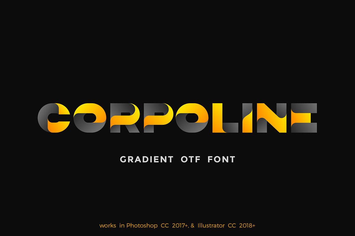 Corpoline Color Gradient OTF Font, a Font by Sentavio (Photo 1 of 5)