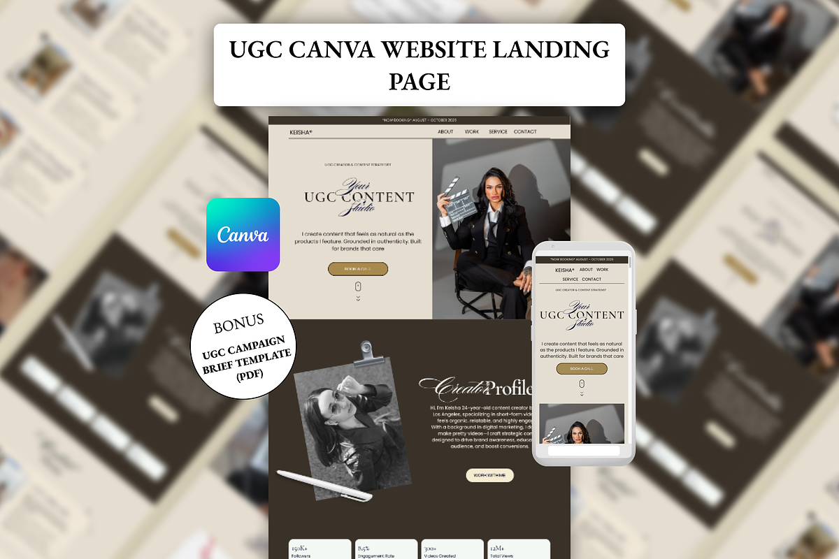 UGC Creator Beige Aesthetic One Page, a Marketing Template by AtelierDuVow (Photo 3 of 10)