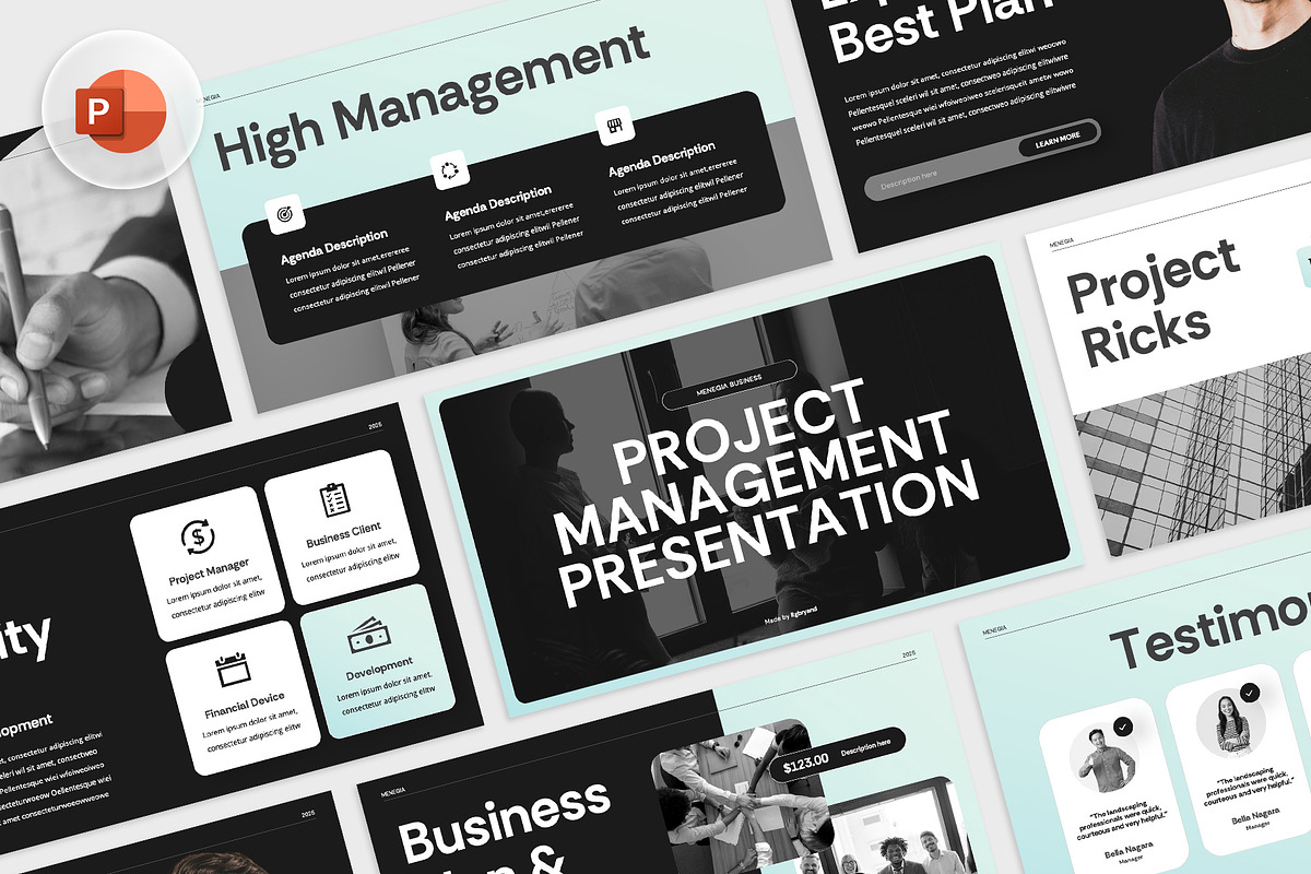 MENEGIA - Project Management PPT, a Presentation Template by rgbryand (Photo 1 of 7)