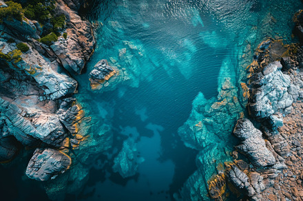 The tranquil scene showcases vibrant, a Photo by Tanuart