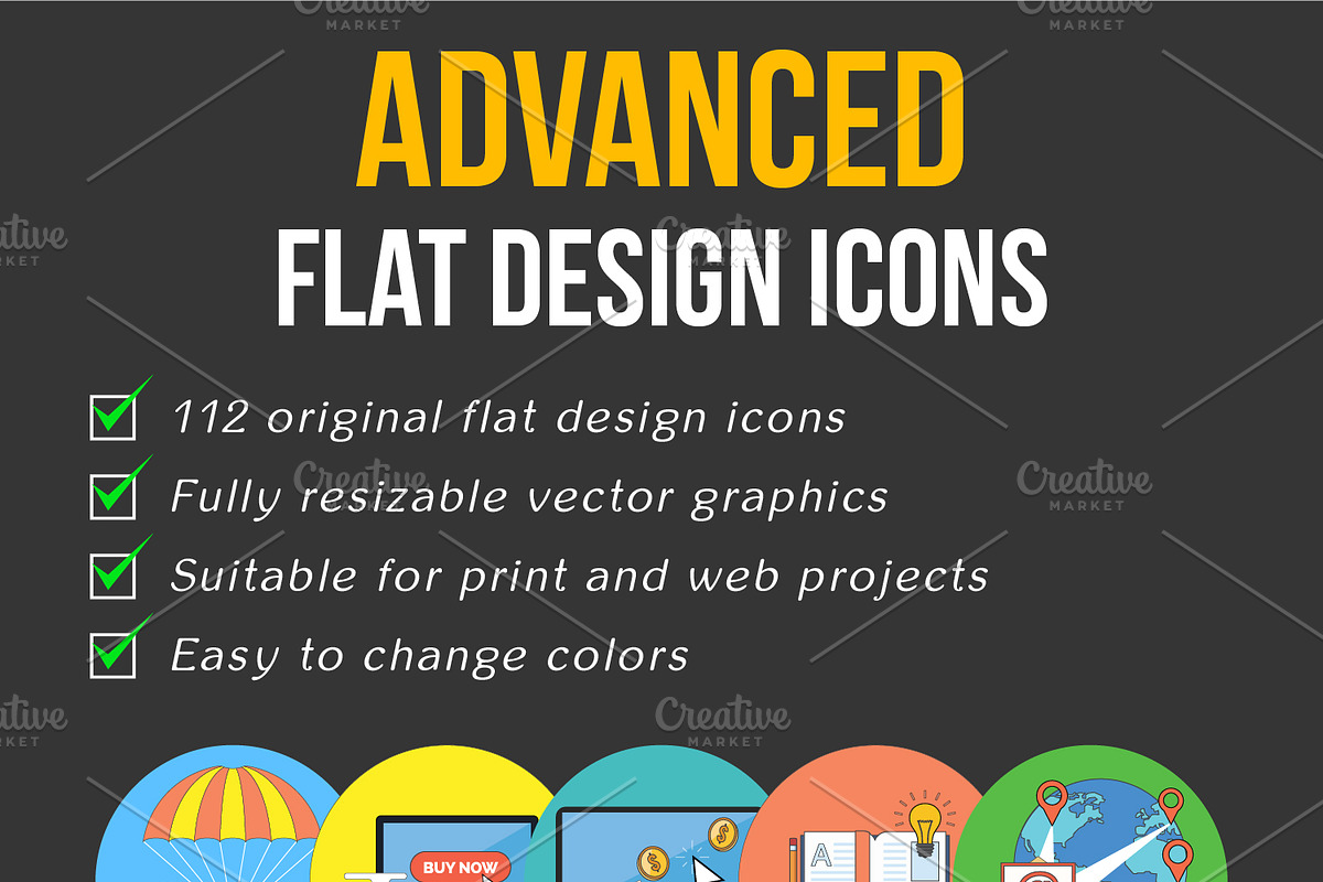 112 Advanced Flat design Concepts, an Outline Icon by sibgat (Photo 1 of 2)
