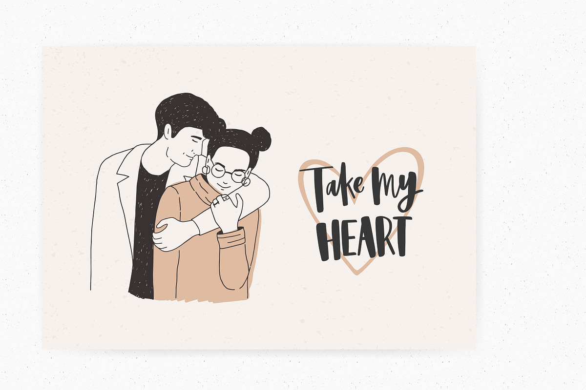 Love couples set + greeting cards, a Person Illustration by Good Studio (Photo 6 of 10)