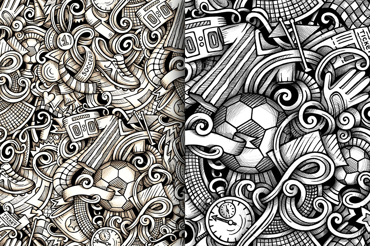 Soccer Graphic Doodle Patterns, a Pattern Graphic by BALABOLKA (Photo 4 of 6)