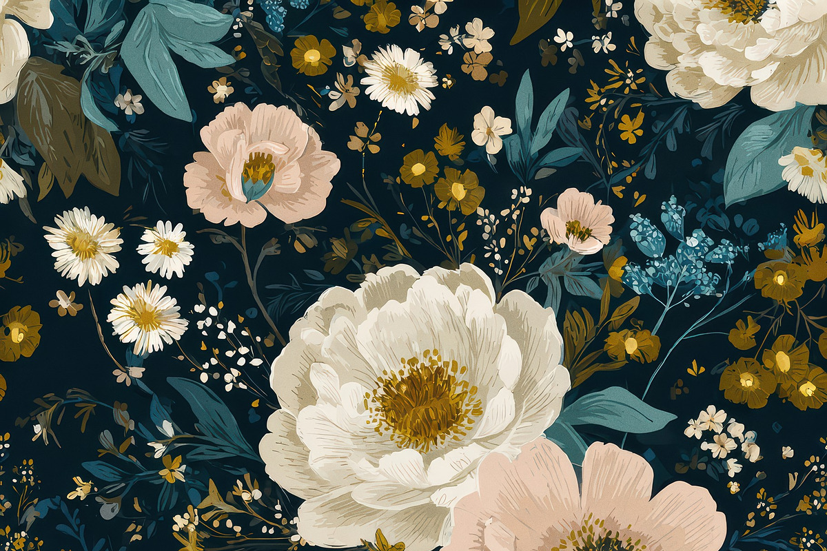 Vintage Floral Seamless Pattern, a Decorative Illustration by Virgo Studio
