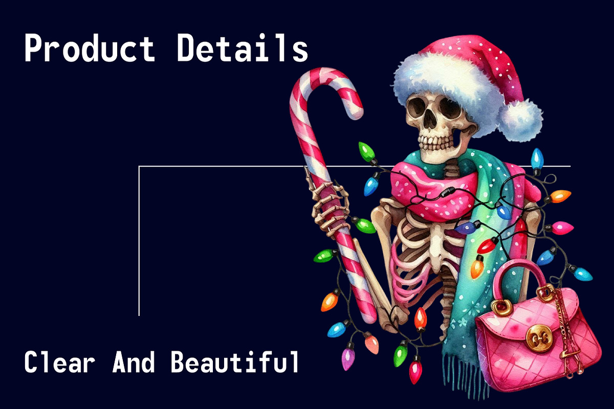 Cute Christmas Skeleton PNG Clipart, a Seasonal Illustration by CitraGraphics (Photo 6 of 6)