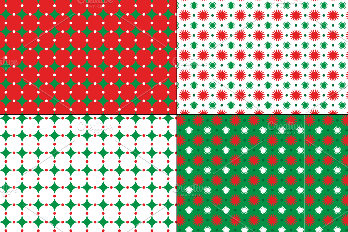 Seamless Red & Green Geometrics preview 3