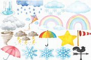 Watercolor Weather Clipart Set, an Illustration by CropUp Creative (Thumbnail 3 of 4)