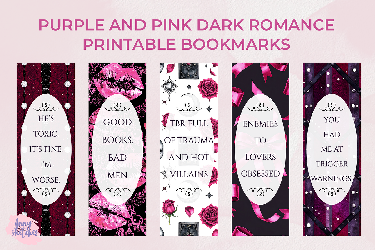 Cute Romantasy Printable Bookmarks, an Object Graphic by Anna Design Studio (Photo 4 of 9)