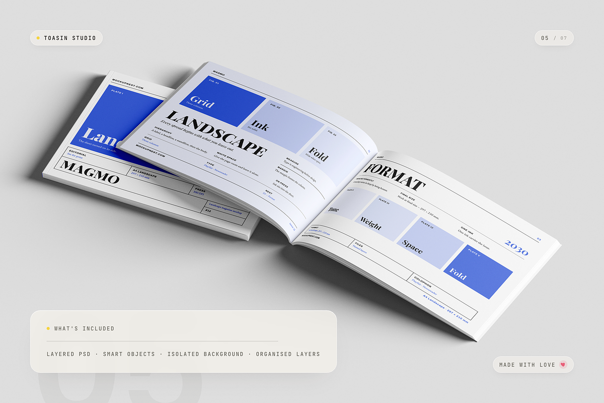 A4 Landscape Magazine Mockup, a Books & Magazine Mockup by Toasin Studio (Photo 5 of 7)