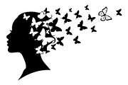 Woman Butterfly Hair Silhouette, an Object Illustration by yasushie (Thumbnail 15 of 31)