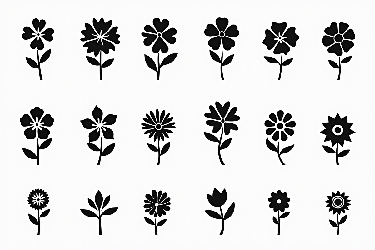 16 elegant black floral silhouettes, an Illustration by Amazin_art (Photo 2 of 17)