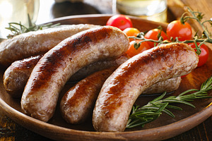plate of bratwurst