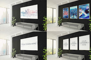 Office Wall Decoration Mockup Set